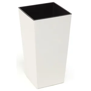 Doniczka plastikowa z wkładem prostokątna kremowa