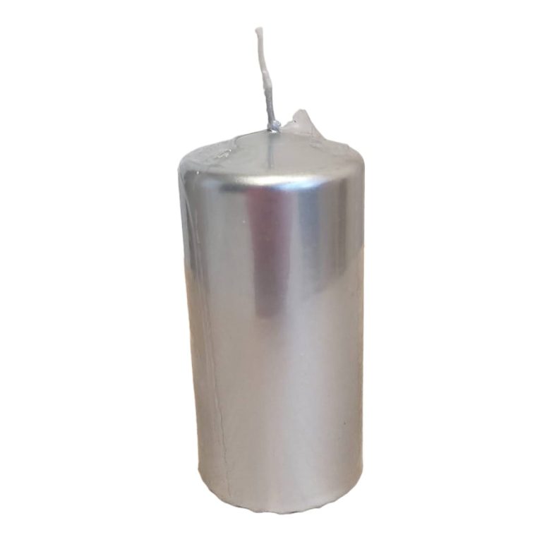 Świeca walec, srebrny metal