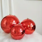 Bombka duża czerwona błyszcząca nietłukąca mix rozmiar