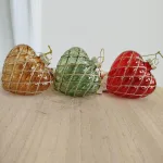 Bombka serce zdobiona złotym paskiem mix kolorów 8cm