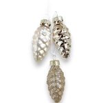 Bombka szyszka 3 szt kolor szampański