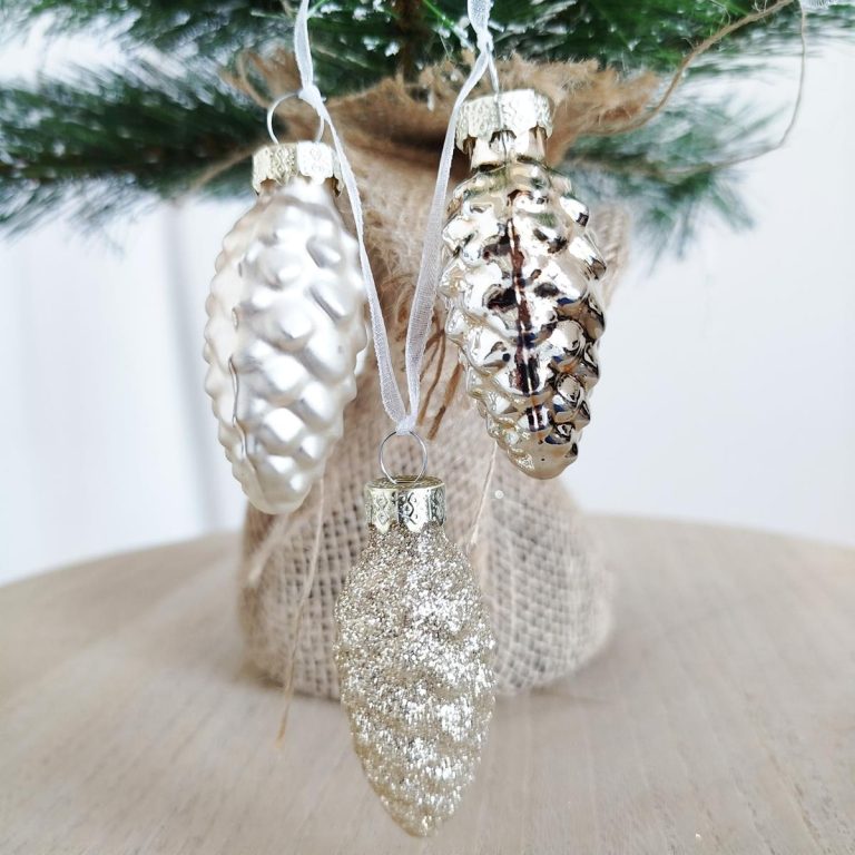 Bombka szyszka 3 szt kolor szampański