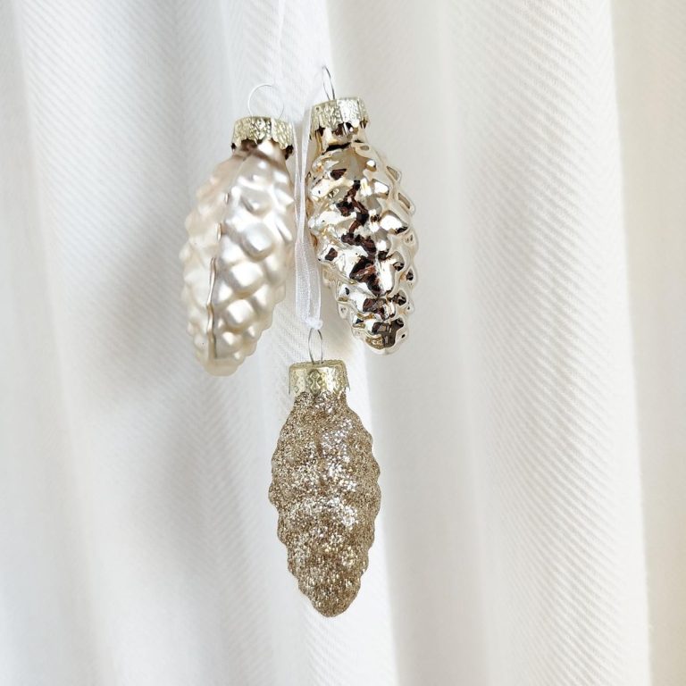 Bombka szyszka 3 szt kolor szampański