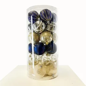 Bombki Bańki granatowo złoto srebrne 30szt