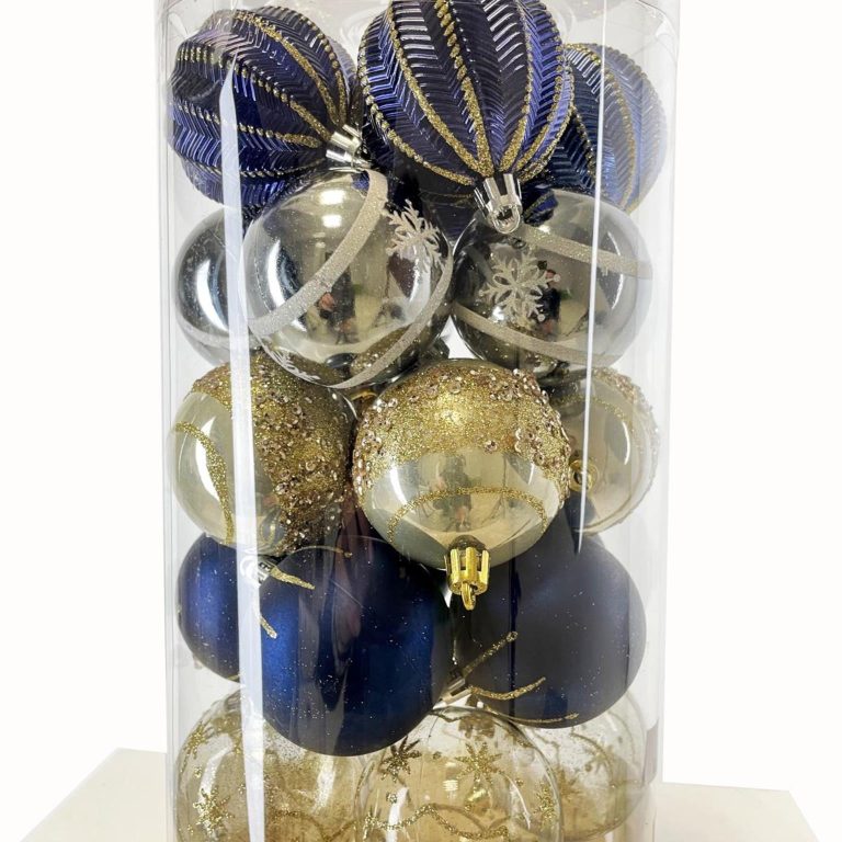 Bombki Bańki granatowo złoto srebrne 30szt