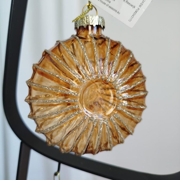 Bombka okrągła zdobiona złotym paskiem mix kolorów 10cm