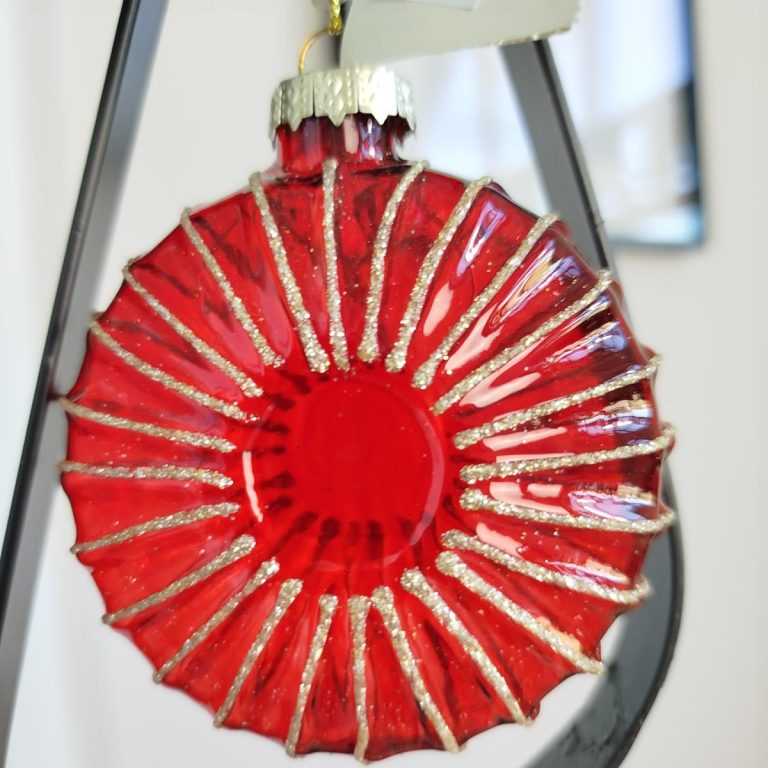 Bombka okrągła zdobiona złotym paskiem mix kolorów 10cm