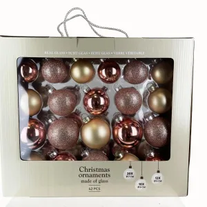 Bombki różowe i złote mix kolorów 42 szt