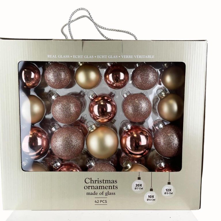 Bombki różowe i złote mix kolorów 42 szt