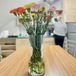 Bukiet kwiatów ciętych - kolorowe goździki