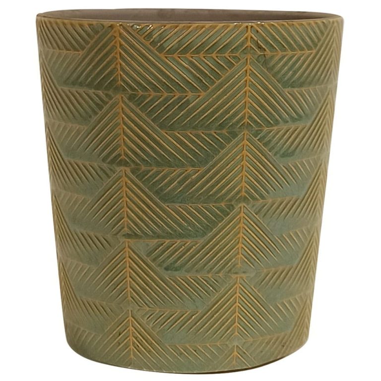 Ceramiczna osłonka wzorzysta musztardowa 12,5cm