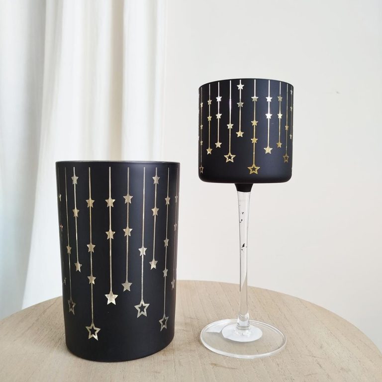 Świecznik szklany czarny 17,5cm