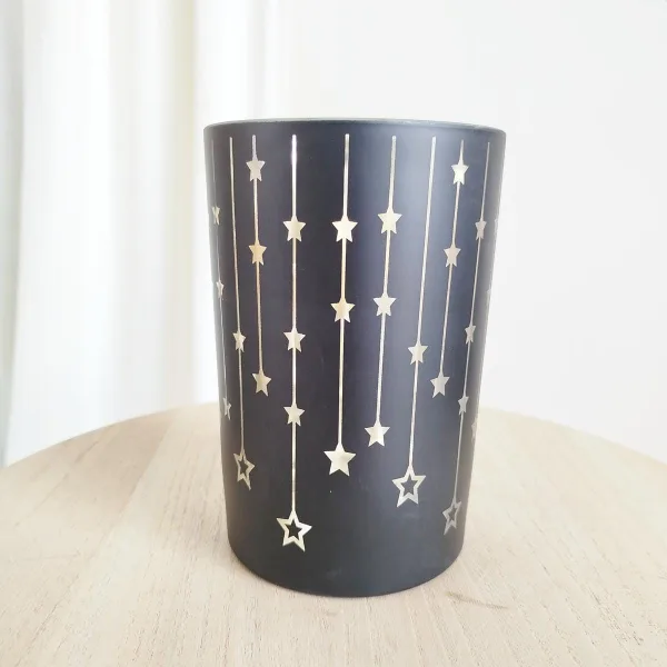 Świecznik szklany czarny 17,5cm