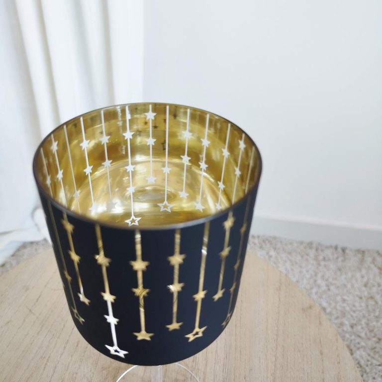 Świecznik szklany czarny na nóżce 25cm