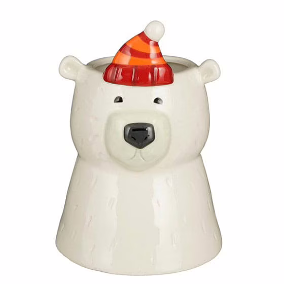 Osłonka ceramiczna na doniczkę Miś polarny z czapką