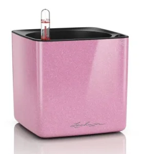 Doniczka plastikowa Lechuza Cube Glossy Landrynkowy