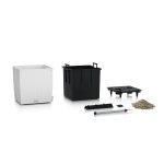 Doniczka plastikowa Lechuza Cube 30 Cottage Rattan Biały