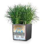 Doniczka plastikowa Lechuza Cube 30 Cottage Rattan Biały