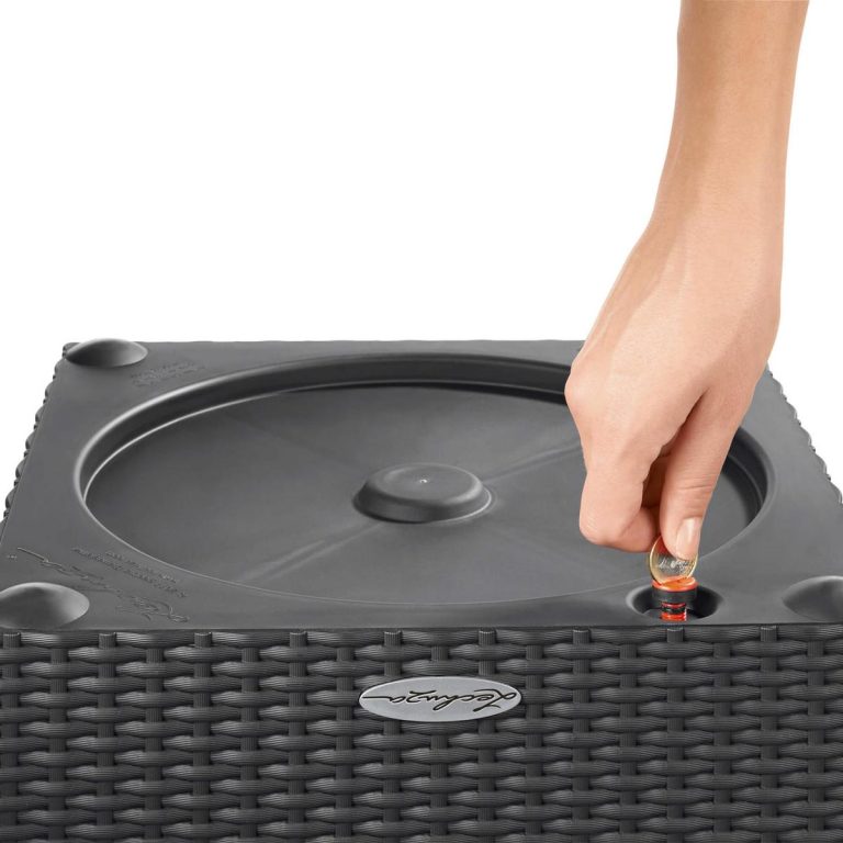 Doniczka plastikowa Lechuza Cube 30 Cottage Rattan Biały