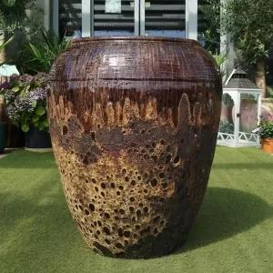 Doniczka ceramiczna ogrodowa wysoka brązowa