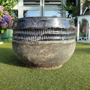 Doniczka ceramiczna ogrodowa grafitowo szara