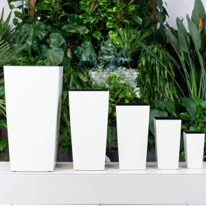 Doniczka plastikowa z wkładem prostokątna kremowa