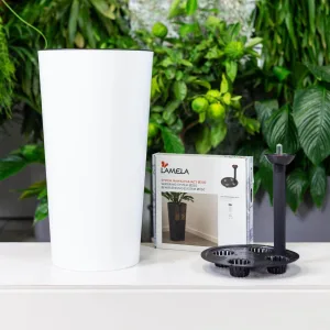 Doniczka plastikowa z wkładem okrągła biała