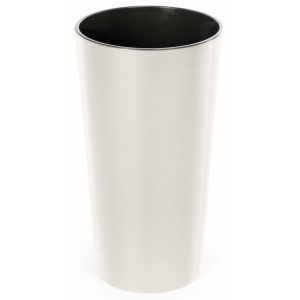 Doniczka plastikowa z wkładem okrągła kremowa