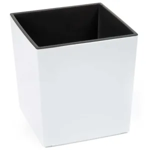 Doniczka plastikowa z wkładem niska kwadratowa biała