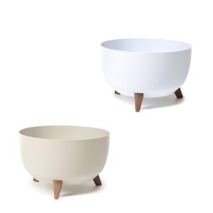 Doniczka plastikowa na nóżkach kremowa