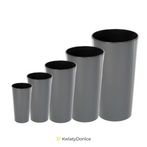 Doniczka plastikowa z wkładem okrągła antracytowa