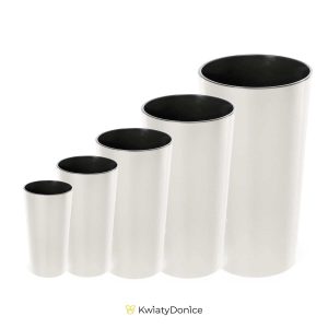 Doniczka plastikowa z wkładem okrągła kremowa