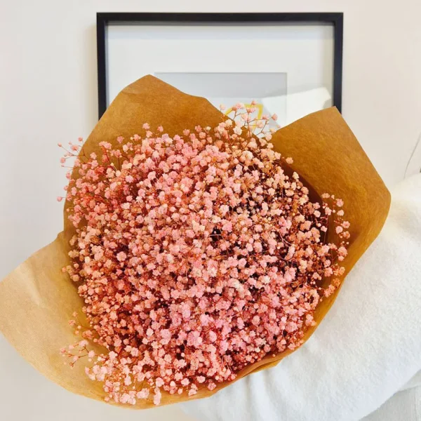 Gipsówka stabilizowana wiecznie żywa różowa duży bukiet