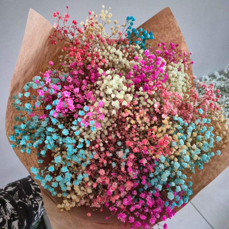 Gipsówka stabilizowana wiecznie żywa mix kolorów duży bukiet