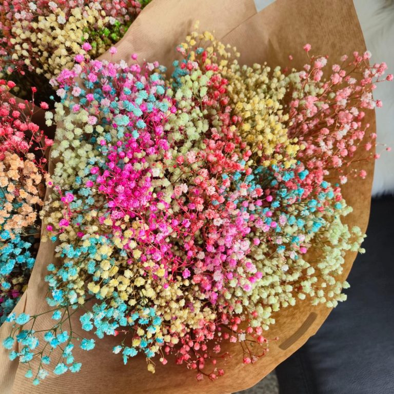 Gipsówka stabilizowana wiecznie żywa mix kolorów duży bukiet