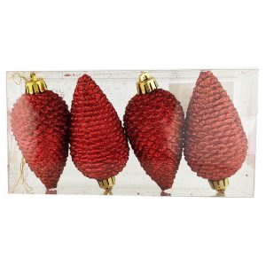 Bombki Bańki szyszki duże 12cm Zestaw 4 szt