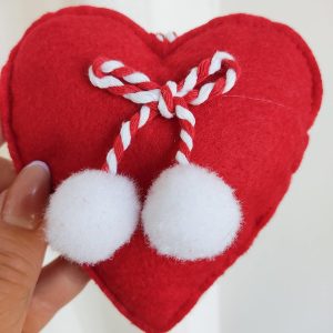 Materiałowa zawieszka, ozdoba na choinkę, serce h11cm