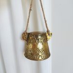 Dzwon z uszami, metalowy, zawieszka h10cm + sznur