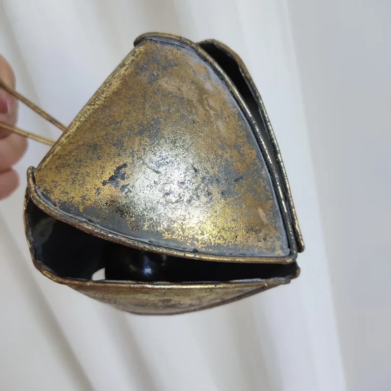 Dzwon metalowy dysk, zawieszka h18cm + sznur