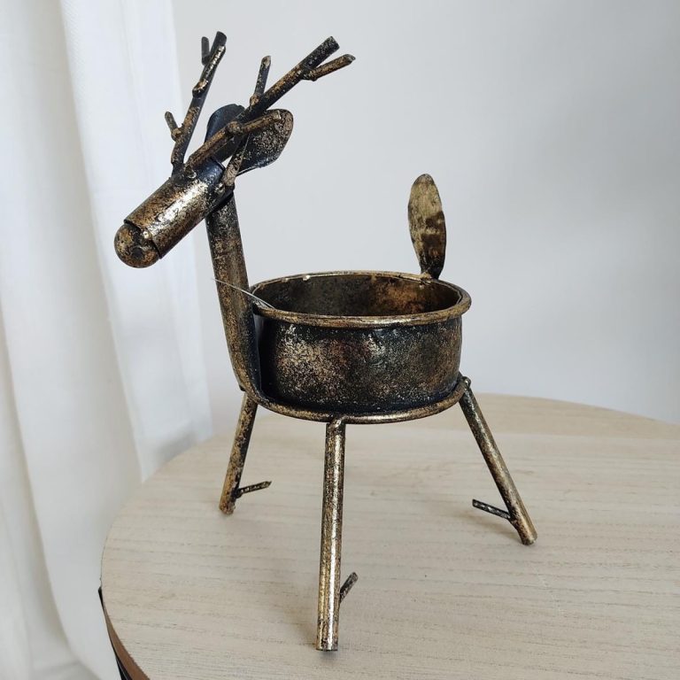 Świecznik jeleń, metalowy h23cm