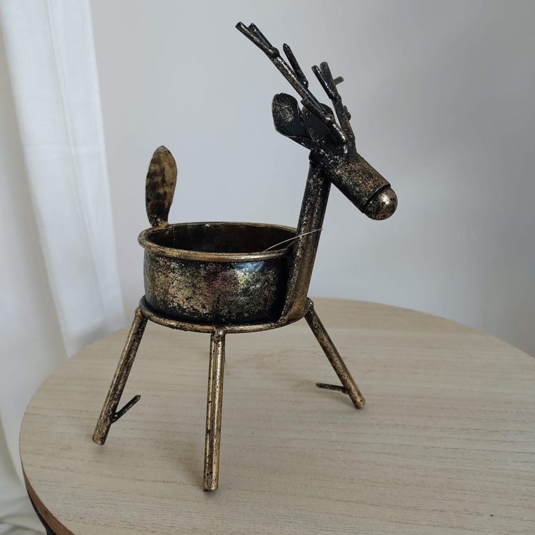 Świecznik jeleń, metalowy h23cm