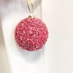 Bombka różowa brokatowa 8cm