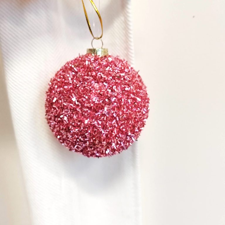 Bombka różowa brokatowa 8cm