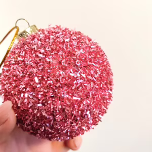 Bombka różowa brokatowa 8cm