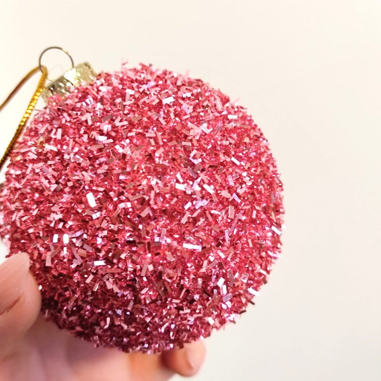 Bombka różowa brokatowa 8cm