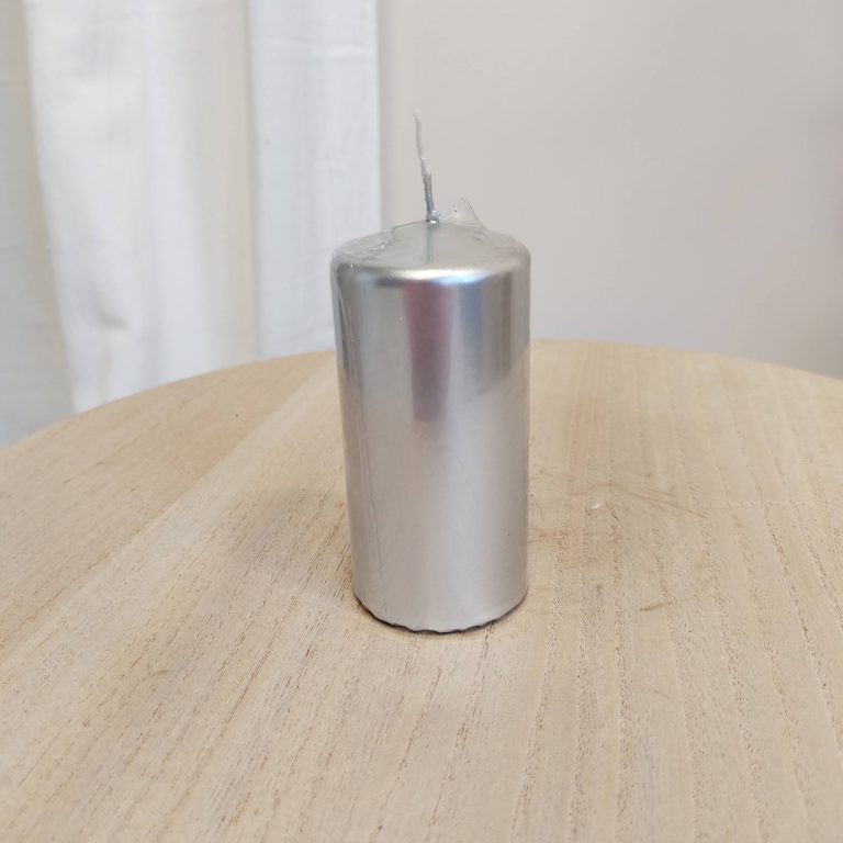 Świeca walec, srebrny metal