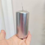 Świeca walec, srebrny metal
