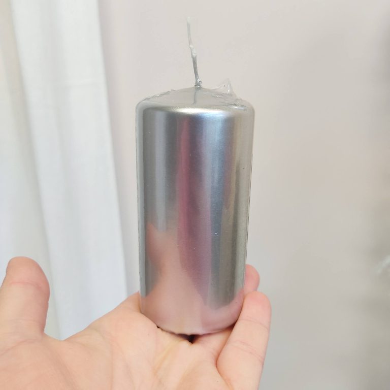 Świeca walec, srebrny metal