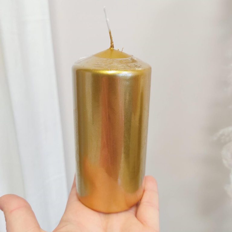 Świeca walec, złoty