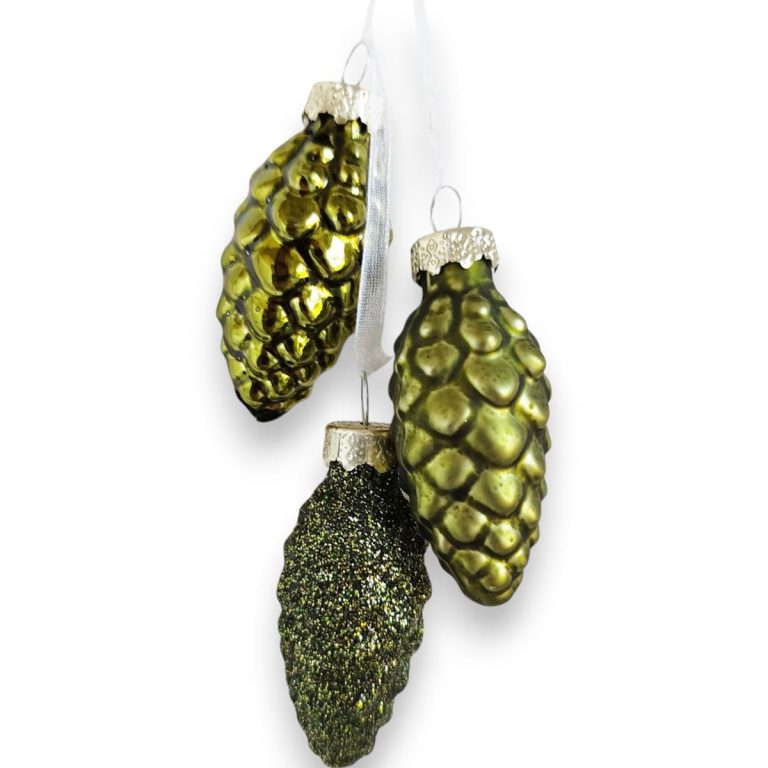 Bombka szyszka 3 szt kolor zielony